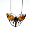 Amber and Silver Butterfly Pendant with Celtic Knot on Chain