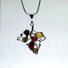 Leaf Pendant in Silver with Multicolour Amber