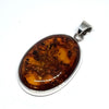 Simple Amber Pendant in Silver