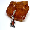 Cat with a Bow Pendant in Silver with Amber