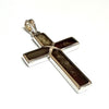 Silver Cross Pendant with Inlaid Amber