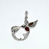 Hummingbird and a Flower Pendant in Silver and Amber