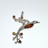 Large Hummingbird Pendant in Amber and Silver