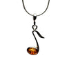 Musical Note Pendant in Silver with Amber