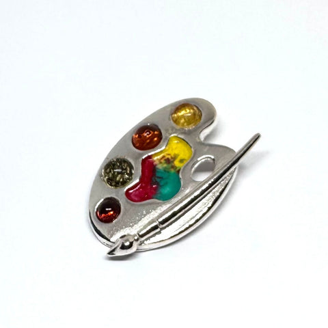 Pain Palette Pendant in Silver with Amber
