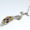 Peacock Pendant in Silver and Amber