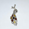 Peacock Pendant in Silver and Amber