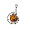Amber and Silver Snail Pendant