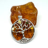 Amber Pendant with Silver "Tree of Life" Theme (Large)