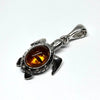 Turtle Pendant in Silver with Amber