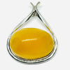 Large Butter Amber Pendant in Silver