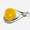 Large Butter Amber Pendant in Silver