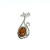 Cat with a Long Mustache Pendant in Amber and Silver