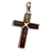 Silver Cross Pendant with Inlaid Amber