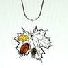 Amber and Silver Maple Leaf Pendant