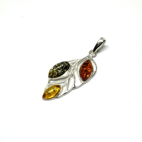 Multicolour Amber Leaf Pendant