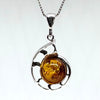 Amber and Silver Snail Pendant