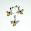 Honey Bee Set of Earrings and Pendant (butter amber)