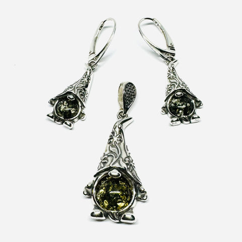 Amber and Silver Gnome Set