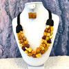 3 Strands Natural Amber Necklace on Black Cord
