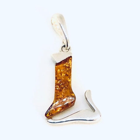 Amber and Silver Pendant - Initial "L"