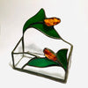 Stained Glass Business Cards Holder with Amber