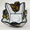 White Stained Glass Candleholder with Amber