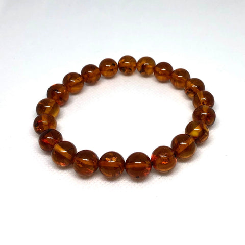 Baltic Amber Ball Bracelet (8 mm) in Cognac