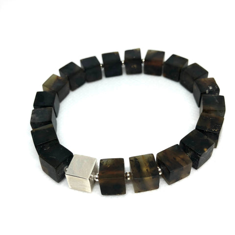 Black Amber Cubes Bracelet