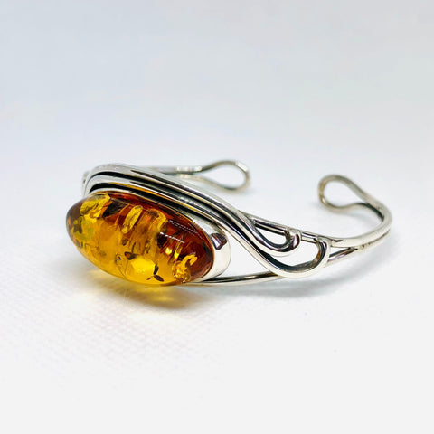 Amber and Silver Cuff Bracelet #2