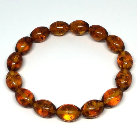 Amber Beaded Bracelet in Olive Shape