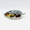 Leaf Brooch in Silver with  Multicolour Amber