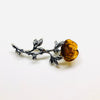 Rose Brooch in Silver and Baltic Amber