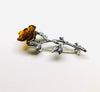Rose Brooch in Silver and Baltic Amber
