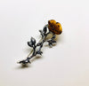 Rose Brooch in Silver and Baltic Amber