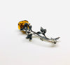 Rose Brooch in Silver and Baltic Amber
