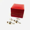 Treble Clef Cufflinks in Silver with Amber