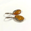 Amber and Silver Modern Oval Earrings