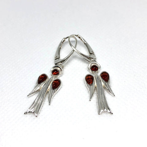 Angel Earrings in Silver with Amber