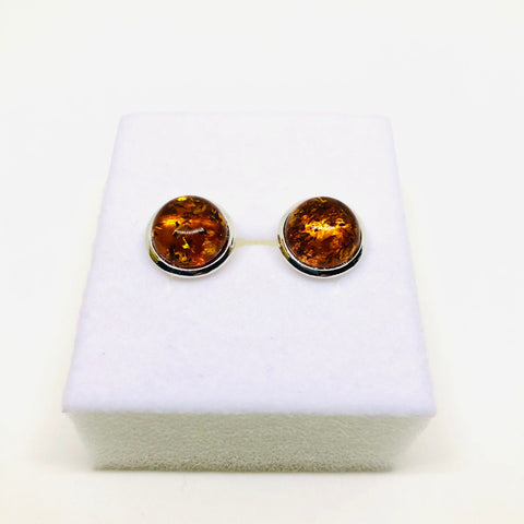 Classic Round Amber Studs