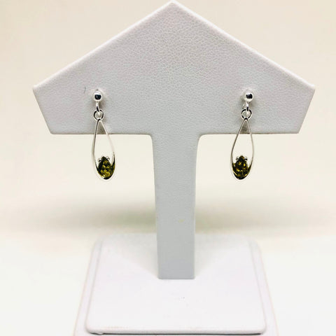 Amber Teardrop in a Silver Frame Delicate Earrings