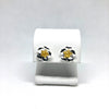 Amber and Silver Flower Stud Earrings #1
