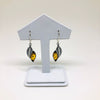 Baltic Amber Earrings with Silver Leaf