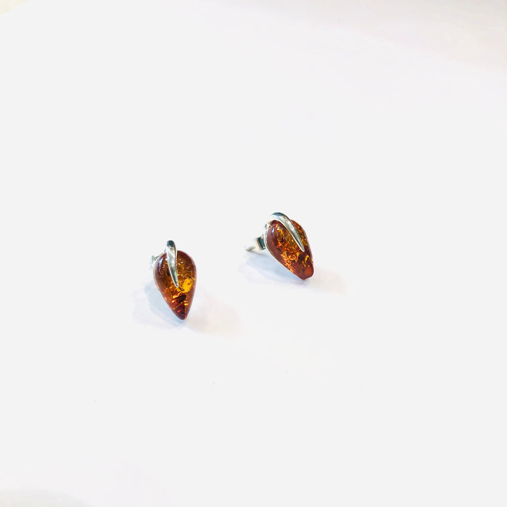 Amber Small Leaf Stud Earrings