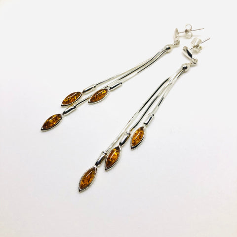 Delicate Amber Marquises on Chains Earrings