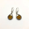 Modern Hanging Earrings with Round Amber