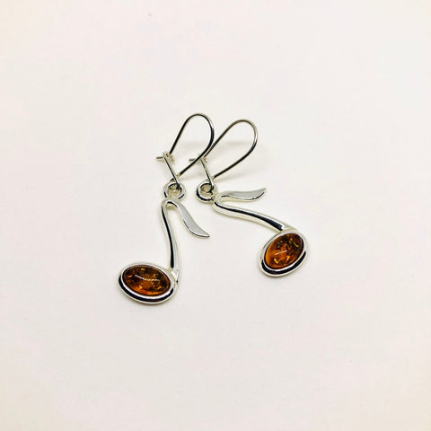 Musical Notes Earrings with Amber