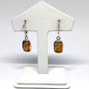 Simple Rectangular Hanging Earrings in Amber
