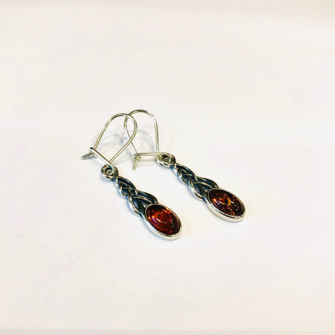 Delicate Celtic Earrings with Amber