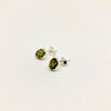 Small Oval Amber and Silver Stud Earrings (Honey or Green)